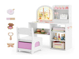 2-in-1 Kids Vanity & Writing Desk Set - LED Lighted Shatterproof Mirror , White 55578878
