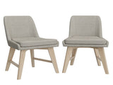 Studio Dining Chair in Linen with White Wash color Solid Wood Legs B127P495087