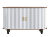 39" Fluted Liquor & Coffee Bar with 6 Wine Racks and 3 Glass Holders, Mid-Century Modern Bar 89790061