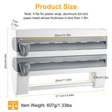 Magnetic Plastic Wrap Dispenser with Cutter - Refillable Aluminum Tin Foil and Plastic Wrap 09447202