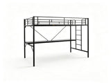 Full Size Metal Loft with Desk, LED Light Strip & Power Outlet, Heavy Duty Round Tube High Loft 98132529