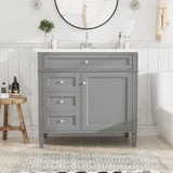 36'' Bathroom Vanity with Top Sink, Modern Bathroom Storage Cabinet with 2 Drawers and a Tip-out N710P230246E