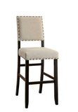 Rustic Charm Ivory Linen Like Fabric 2pcs Counter Height Bar Chairs Kitchen Furniture Nailhead Trim B011P189951