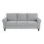 ZUN Modern 1pc Sofa Dark Gray Textured Fabric Upholstered Rounded Arms Attached Cushions Transitional B01146750