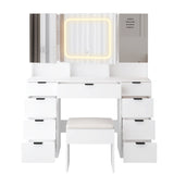 ZUN Large Vanity Table Set with 3 Opening Mirrors and LED Lights, Vanity Table with Full Storage Behind 92358029