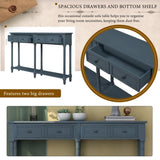 Console Table Sofa Table Easy Assembly with Two Storage Drawers and Bottom Shelf for Living Room, 02754003