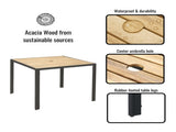 All Weather 5-Piece Patio Dining Table Sets, Patio Conversation Set Acacia Wood Table Top with 52097006