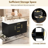 36'' Wall Mounted Bathroom Vanity with Resin Sink, Floating Bathroom Storage Cabinet with 2 Drawers, N710P253035B