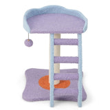 ZUN 2 storey cat tree, cat climbing frame, plush cat tower with ladder shape 32799194