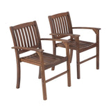 ZUN Acacia Wood Patio Dining Chair Set of 2, Solid Wood Indoor Outdoor Comfortable Seat Brown, Modern W2640P207939