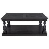 ZUN Rustic Floor Shelf Coffee Table with Storage,Solid Pine Wood 79037945