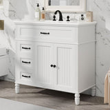 ZUN 36" Bathroom Vanity with Sink, Bathroom Cabinet with Drawers, Solid Frame and MDF Board, One N759P207685K