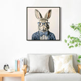 Gallery Wrapped Canvas Wall Art - Dapper Bunny in Tailored Cobalt Blue Suit, Modern Animal Portrait W3374P324198