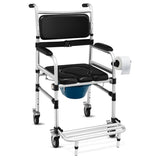 2-in-1 Aluminum Commode Shower Wheelchair Bath/Toilet Use, Adjustable Height , Foldable 55445089