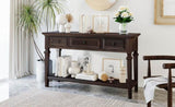 Classic Retro Style Console Table with Three Top Drawers and Open Style Bottom Shelf, Easy Assembly 97945563