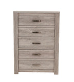 Bedroom Furniture Rustic Light Grey Simple 1pc Chest Of Drawers 5-Drawers Storage Cabinet Solidwood B011P236771