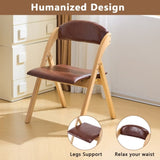 Set of 2 Wooden Folding Chairs with Padded Seats, Portable Simple Folding Chairs with Cushion for 87314134