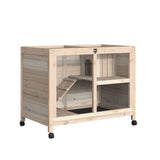 ZUN Pet cage /Wood Rabbit Hutch-Natural （Prohibited by WalMart） 19946198