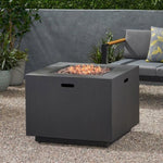 ZUN 33" Outdoor Iron Square Propane Fire Pit, Tank Inside, Brushed Brown - 50,000 BTU 62837.00BRN-50K