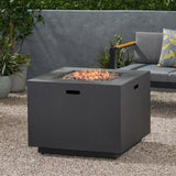 ZUN 33" Outdoor Iron Square Propane Fire Pit, Tank Inside, Brushed Brown - 50,000 BTU 62837.00BRN-50K