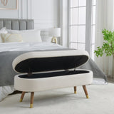 ZUN Storage bench Upholstered Boucle Ottoman with Golden Metal Legs End of Bed bench for Bedroom, Living W2361P147318