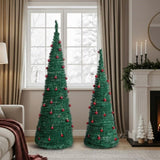 2 Pack, 6FT 5FT Artificial Pop Up Christmas Tree with Red Ball Ornaments for for Home Office Store 61198639