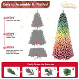 7.5ft Rainbow Gradient Flocked PVC Christmas Tree with 1927 Tips, Colorful Full-Bodied Artificial 23807149