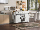 K&K 53.7" Farmhouse Kitchen Island Power Outlet, 2 Sliding Barn Door Kitchen Storage Island N707P170347W