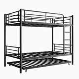 Twin Bunk Bed with Trundle Metal Bunkbeds with Ladder and Full-Length Guardrail, Noise Free, No Box W840P196829