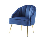 ZUN Naomi Blue Velvet Wingback Accent Chair with Metal Legs B061P184126