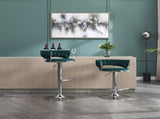 Set of 2 Bar Stools,with Chrome Footrest and Base Swivel Height Adjustable Mechanical Lifting Velvet 59075110