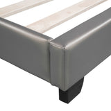 Twin Size Upholstered Leather Platform Bed with Rabbit Ornament, Gray WF299137AAE