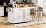 K&K 74.8" Kitchen Island with Extendable Dining Table, Kitchen Storage Cart with 3 Drawers, Power N707P303401W