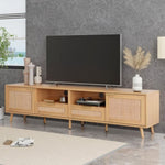 ZUN Rattan TV Stand for TVs up to 85'', Modern Farmhouse Media Console, Entertainment Center with Solid WF316678AAP