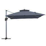 11FT Patio Umbrella Outdoor Square Double Top Umbrella in Gray T3609P347438