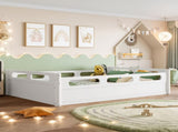 Full Size Floor Platform Bed with Full-length Guardrails, Low Profile Full Bed Frame, No Box Spring W1580P438792