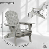 Wood Lounge Patio Chair for Garden Outdoor Wooden Folding Embossed Adirondack Chair Set of 2 Solid W1390P277604