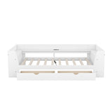 Twin Size Daybed with Shelves, Drawers and Built-In Charging Station, White WF306024AAK