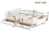 Full Size Platform Bed with Storage Drawers, Solid Wood Beds Frame with Bed Guardrail, Small Shelf, W1580P373244