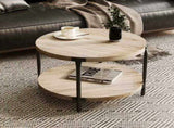 Modern minimalist round coffee table, 29.61-inch MDF material double-layer coffee table, open W1727P251175