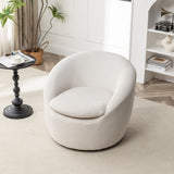 Winnie Modern Teddy Fabric Barrel Chair, 360&deg Swivel, Beige T2574P281443