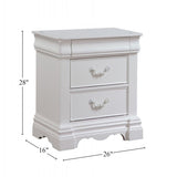 Pine Wood Nightstand with 3 Drawers in White Finish B016P253587