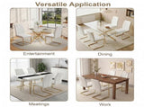 High-Back Chairs Set of 4, PU Leather Modern Kitchen Chairs with Gold Legs for Home Furniture W3803P420015