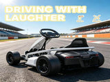 White 24V High-Speed Electric Drift Go Kart Kids Ride-On Racing Vehicle with 2 Speeds for 8-12 04792592