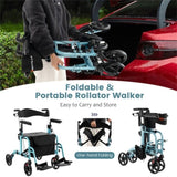 2-in-1 Rollator Walker & Wheelchair 6-Level Adjustable Handles, 1-Hand Folding, Storage 50220611