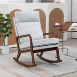 ZUN 25.2"W Modern Rocking Chair Accent Lounge Armchair Comfy Boucle Upholstered High Back Wooden Rocker W1298137121