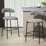 ZUN 26'' Counter height bar stools Teddy fabric cover kitchen island counter bar stool with black powder W2215P196283