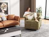 360 Degree Square Swivel Accent Sofa Chair,Fluffy Fabric Lounge Wide Upholstered Reading Chair with W2012P319076