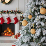 6PCS Set 3.9" Glass Christmas Ball Ornaments Shimmering Hanging Decorations for Holiday Tree & Party 58156955