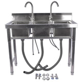 39.3 Stainless Steel Commercial Kitchen Sink Outdoor Sink with 2 Inserts, 3 Slots for Restaurant 99584050